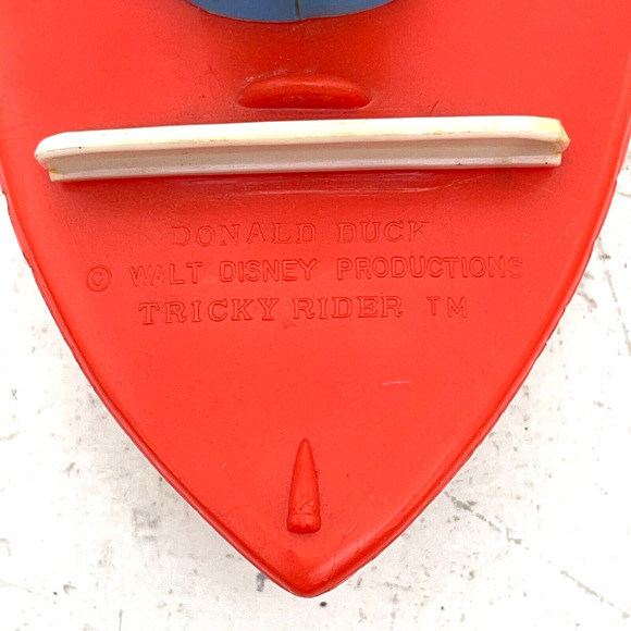 Vintage Donald Duck Trickey Rider Walt Disney String Pull Toy Hard Plastic - Picture 10 of 14
